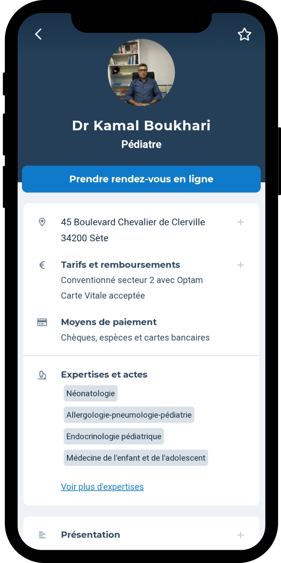 Page web Doctolib Dr Boukhari Kamal
